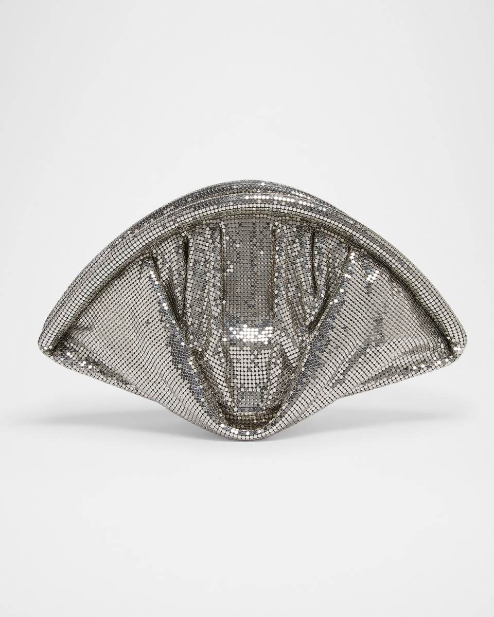 Studded Mesh Zip Pochette Clutch Bag